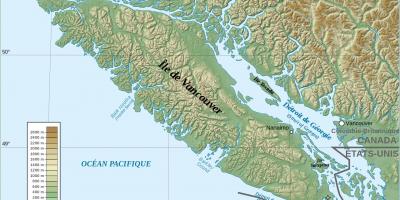 Peta topografi pulau vancouver