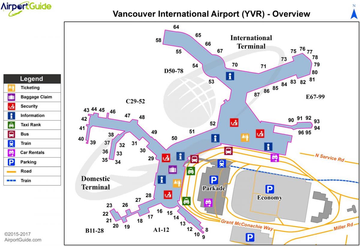 vancouver terbang peta terminal m