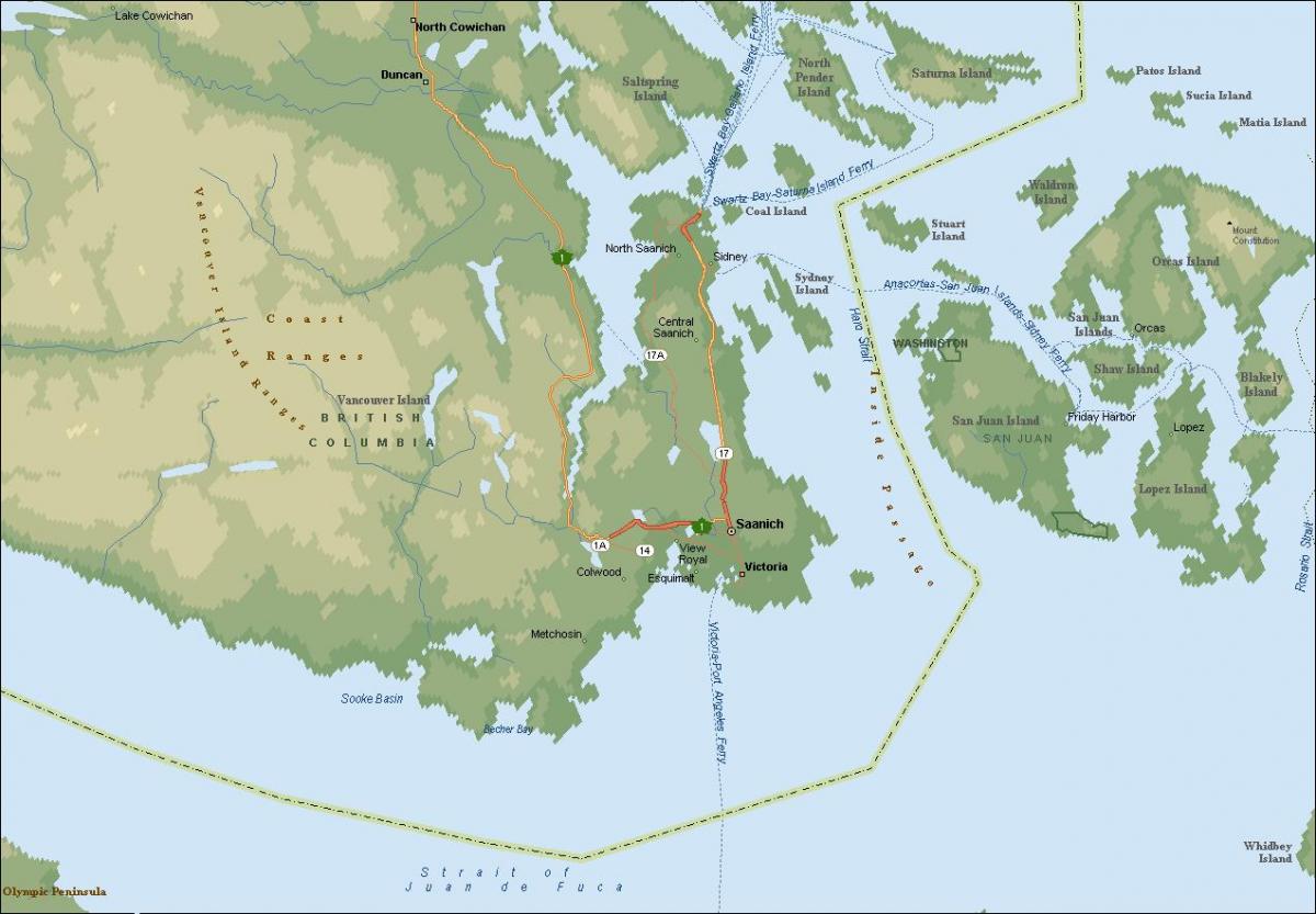 Peta saanich pulau vancouver