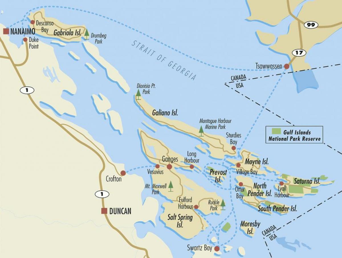 peta teluk pulau-pulau bc kanada