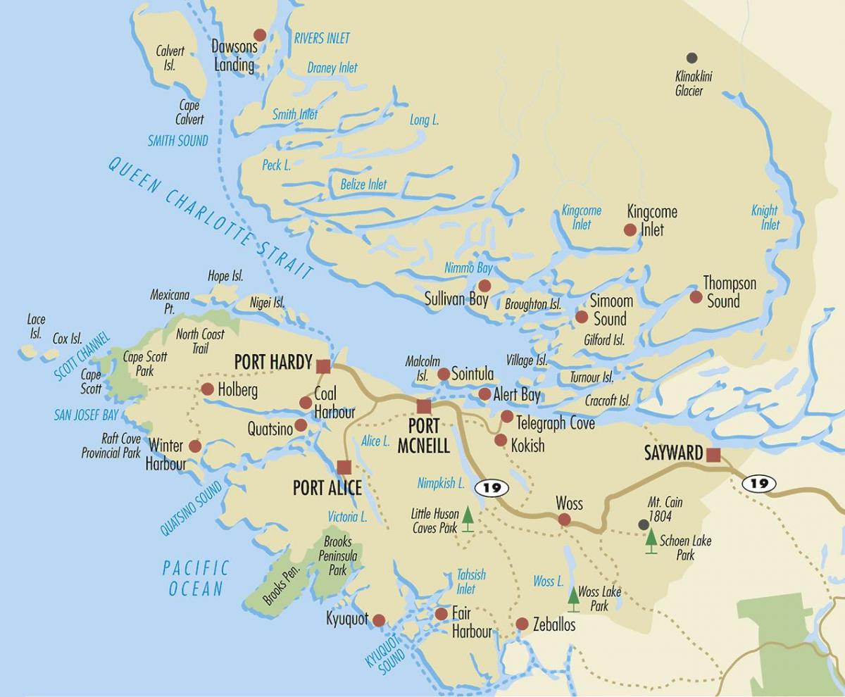 Peta utara pulau vancouver